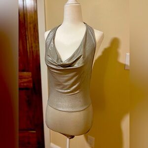 by the way Scarlett Metallic (silver) Drape Bodysuit